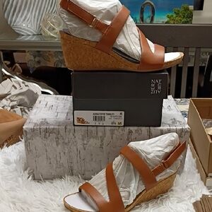Naturalizer Adria Toffee Tumbled Wedge Sandals Women's Sz 8.5 M 🆕